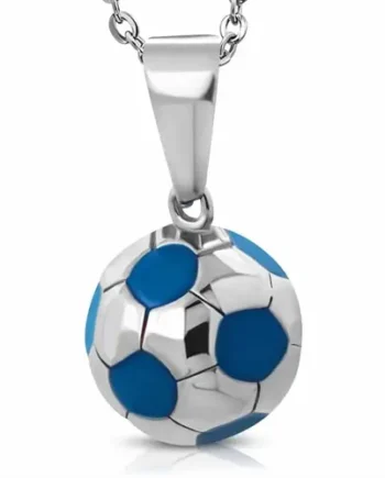 Rustfrit stål fodboldhalskæde – Blå fanaccessory tilbud