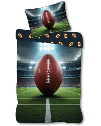 Fodbold Sengetøj 140x200 Vendbart Sengesæt Med Amerikansk Fodbold 100 Blødt Bomulds Sengelinned - Licens Voresfodbold  - 5714710020740