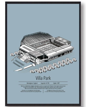 Blå Villa Park Aston Villa Lyse - Plakatdyr.dk Voresfodbold