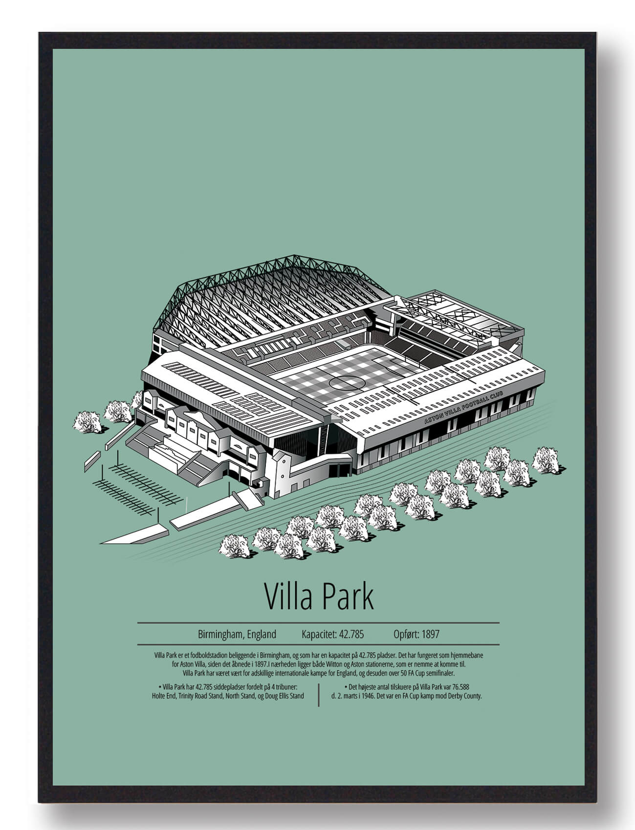 Grøn Villa Park Aston Villa Mint - Plakatdyr.dk Voresfodbold