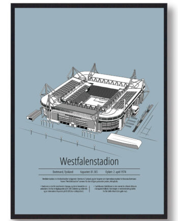 Blå Westfalenstadion Dortmund Lyse - Plakatdyr.dk Voresfodbold