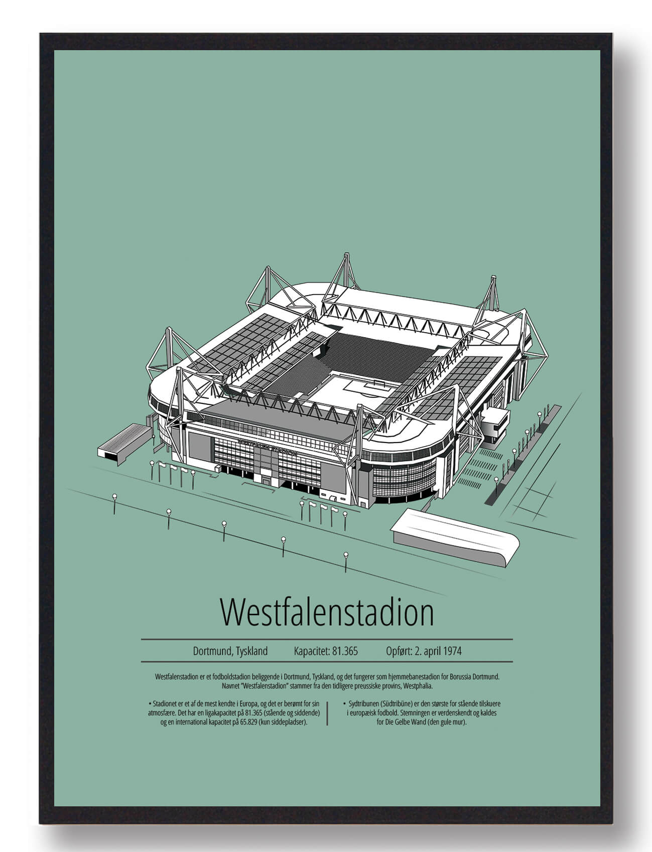 Grøn Westfalenstadion Dortmund Mint - Plakatdyr.dk Voresfodbold