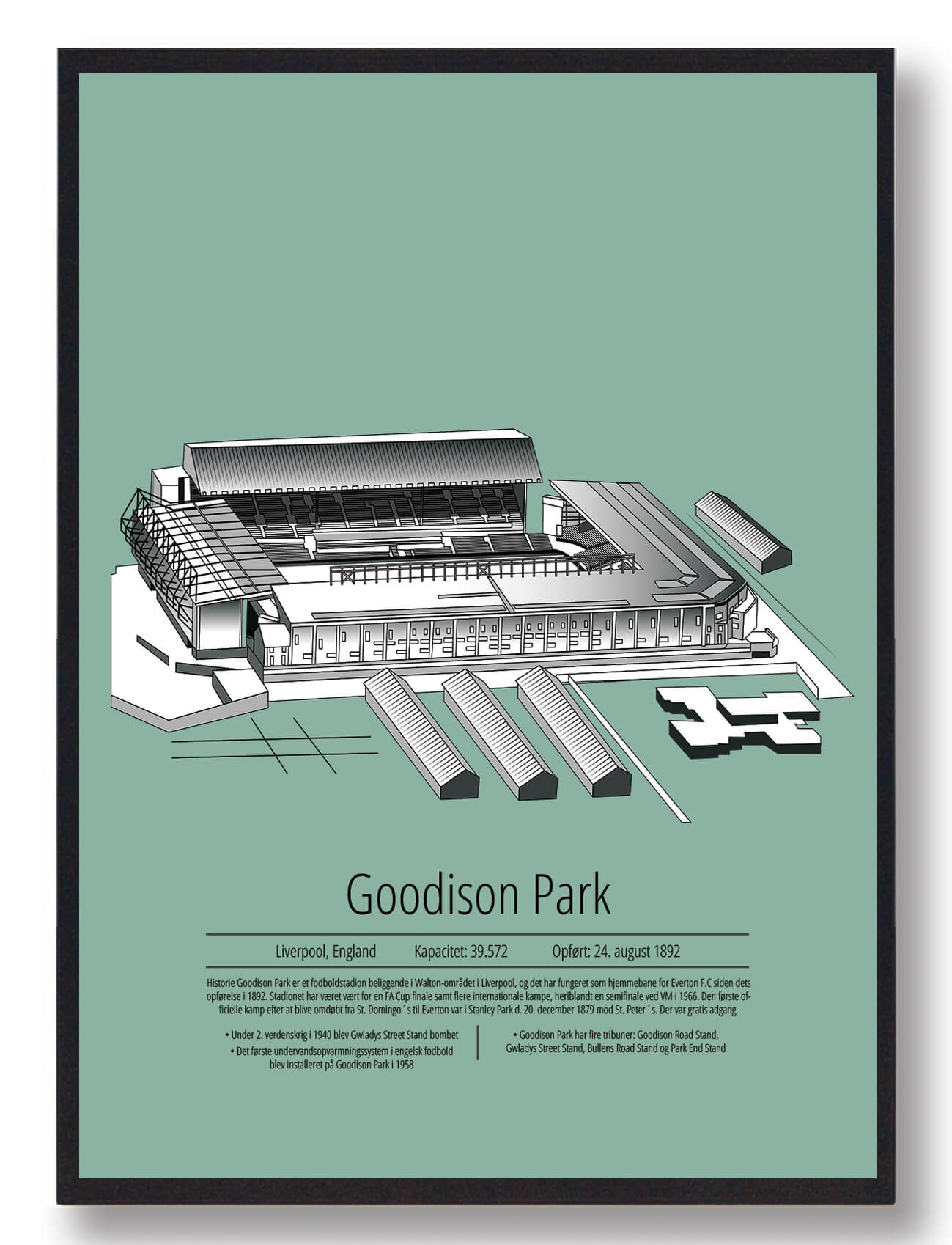 Grøn Goodison Park Everton Mint - Plakatdyr.dk Voresfodbold