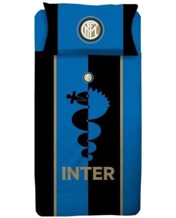 Sengetøj 140x200 Inter Sengesæt Fodbold Sengetøj 100 Bomulds Sengelinned - Licens Voresfodbold  - 5714710002722