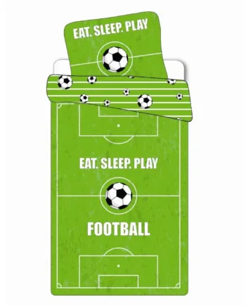 Fodbold Sengetøj 140x200 Fodbold Bane Fodbolde Dynebetræk Med Vendbart Design 100 Bomulds Sengesæt - Licens Voresfodbold  - 5714710016590