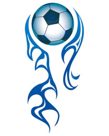 Flot Fodbold Wallsticker Flyvende Fodbold Flammer 95x43cm - Voresfodbold