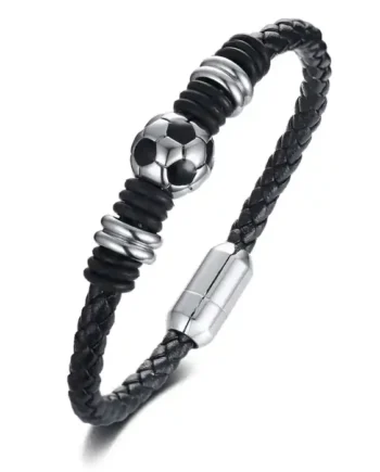 Fodbold Passion Herrearmbånd Læder & Stål - Voresfodbold