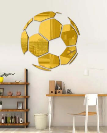 Fodbold Spejl Selvklæbende Akryl Spejl Klistermærker Design Gold 30cm - Voresfodbold