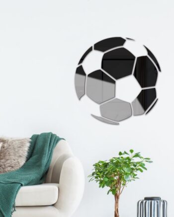Sort Fodbold Spejl Selvklæbende Akryl Spejl Klistermærker Design 30cm - Voresfodbold