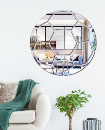 Fodbold Spejl Selvklæbende Akryl Spejl Klistermærker Klassisk Design Silver 30cm - Voresfodbold