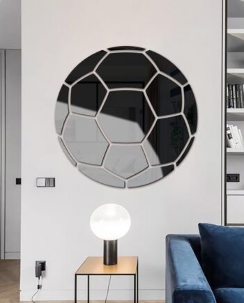 Sort Fodbold Spejl Selvklæbende Akryl Spejl Klistermærker Klassisk Design 30cm - Voresfodbold