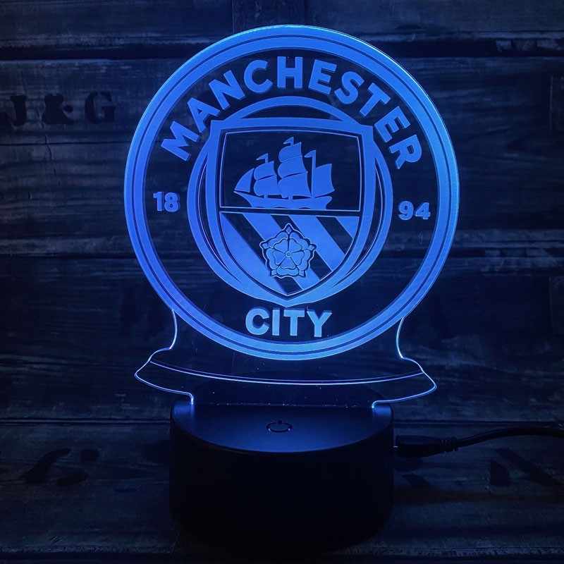 Manchester City Fodbold Lampe Lyser Farver - Lukaki.dk Voresfodbold - 5740038501500