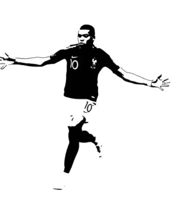 Mbappe Scoring Flot Fodbold Wallsticker 54x57cm - Voresfodbold