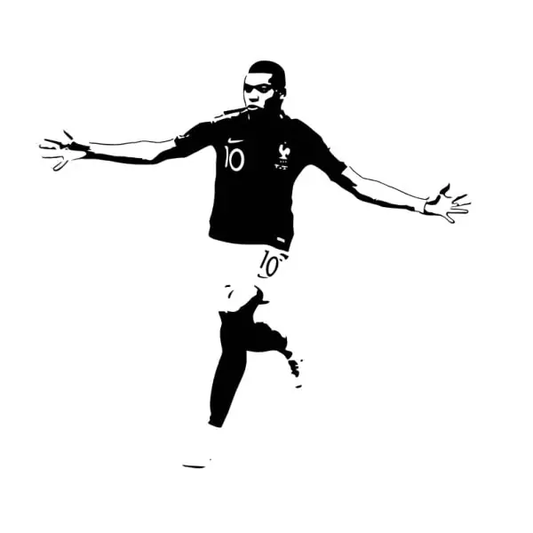 Mbappe Scoring Flot Fodbold Wallsticker 54x57cm - Voresfodbold