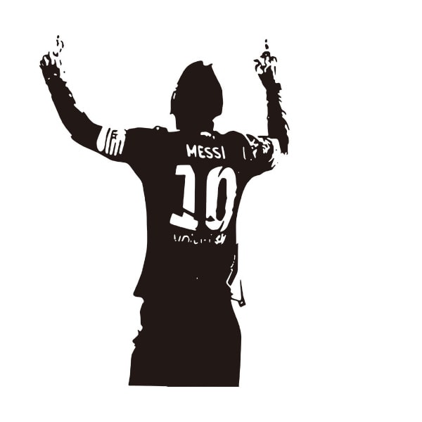 Stor Messi Takker Højere Magter Flot Fodbold Wallsticker 82x58cm - Voresfodbold